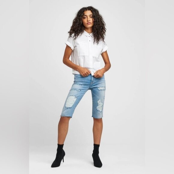 NWT HUDSON Made in USA 🇺🇸 ZOEEY HIGH RISE CUT OFF BOYFRIEND Jean‎ Shorts Sz 25 - Picture 1 of 16